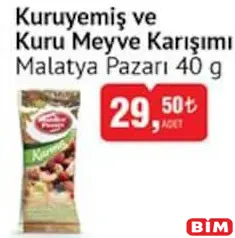 MALATYA PAZARI KURUYEMİŞ VE KURU MEYVE KARIŞIMI 40 G MALATYA PAZARI KURUYEMİŞ VE KURU MEYVE KARIŞIMI 40 G